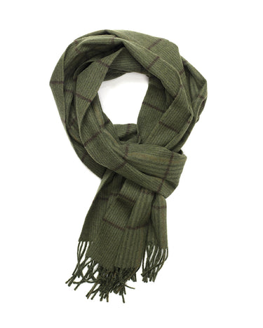 Escorial Plaid Brushed Scarf - Olive x Brown